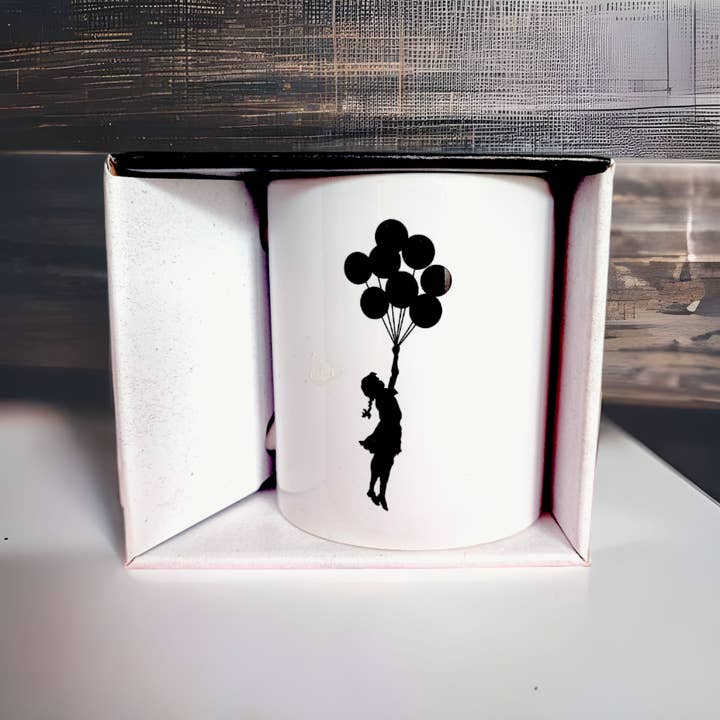 URBAN.ITY SRL - Wholesale Coffee Mug - Banksy Ceramic Mug 325ml - Flying Balloons Girl
