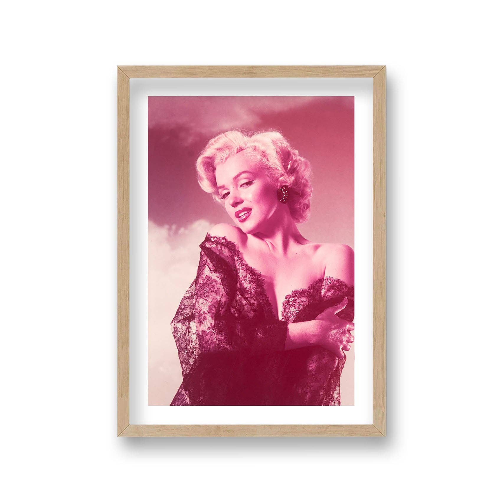 Gallery Print and Art - Venta al por mayor Ilustración - Vestido doble de Marilyn Monroe, estilo pop art, con encaje negro y hombros descubiertos, estampado de iconos vintage2