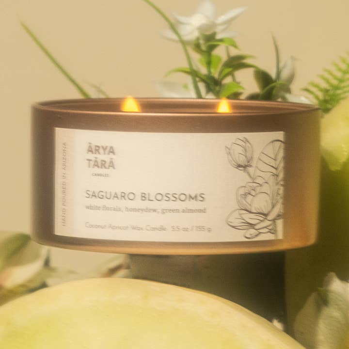 Arya Tara - Wholesale Travel Candles - Saguaro Blossoms Candle | Cactus flower scent | 5.5 oz tin3