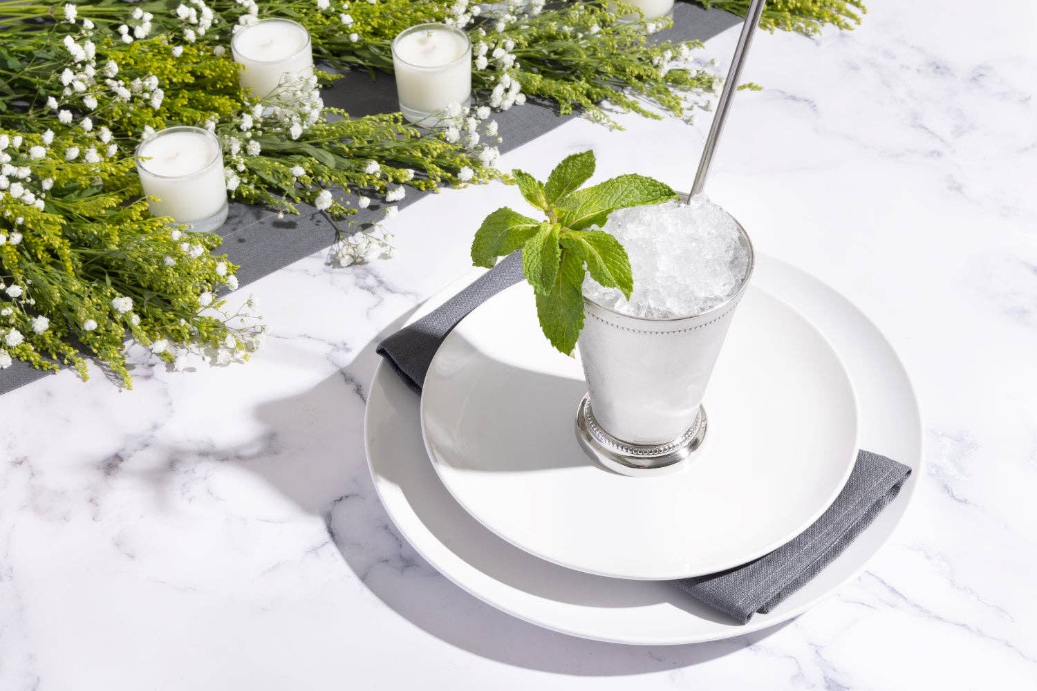 Silver Metal Mint Julep Cups - 4 Pack - Copper (4 Cups + 4 Straws) for wholesale on Faire5