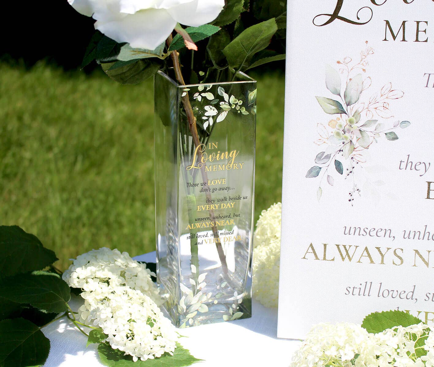 Lillian Rose - Wholesale Vase - Botanical Theme Memorial Flower Vase with Sympathy Verse2