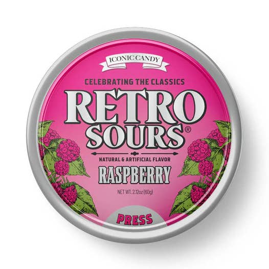 Retro Sours - Raspberry 8ct (60g) for wholesale by Pops Distro Inc