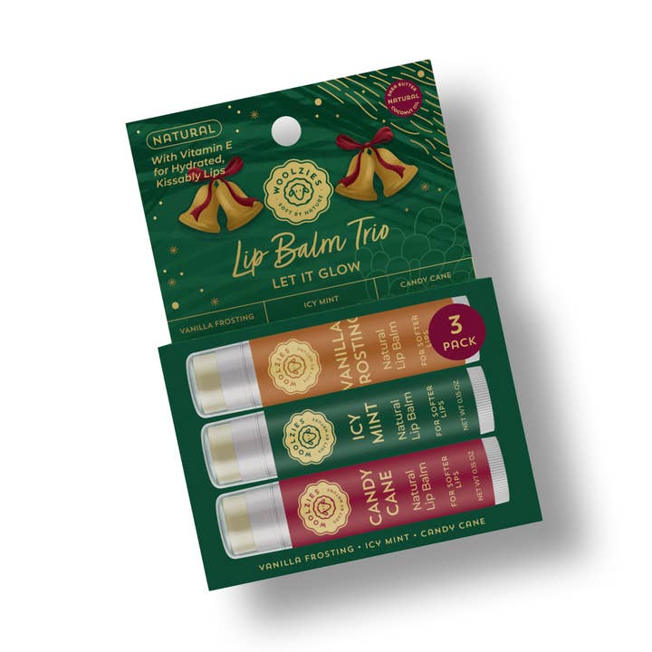 Woolzies - Wholesale Lip Balm Set - Natural Shea Butter Holiday Lip Balm Trio – LET IT GLOW2
