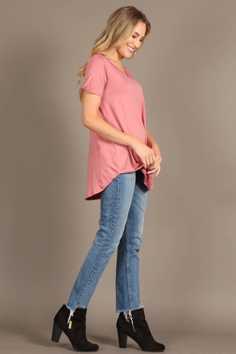 Bella Berry USA - Wholesale Blouse - Women's - Short sleeve, loose fit top with rounded hem.3