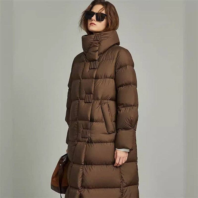 OceanusSwim – wholesale Puffer jacket – Women’s – Thick Loose-Fit Mid-Length Down Cotton Coat2