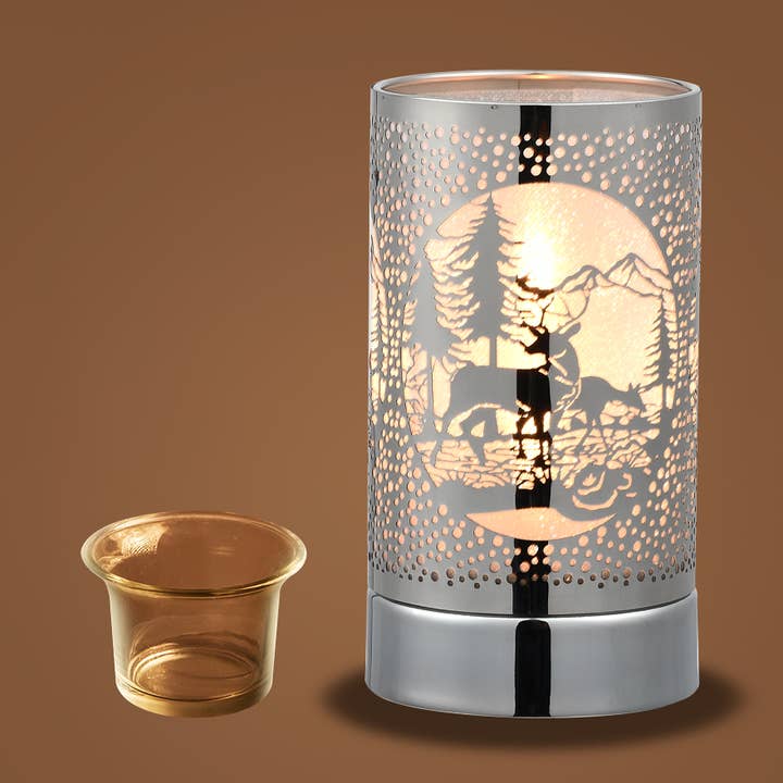 7" Touch lamp/Oil burner/Wax warmer- Silver Deer Couple for wholesale by Peterson Housewares & Artwares