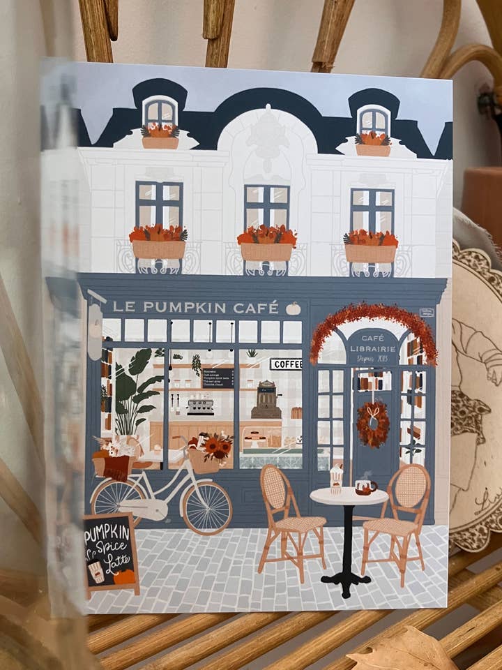 Kort Le Pumpkin café, ett så mysigt bokhandelskafé för wholesale av Milina Designs