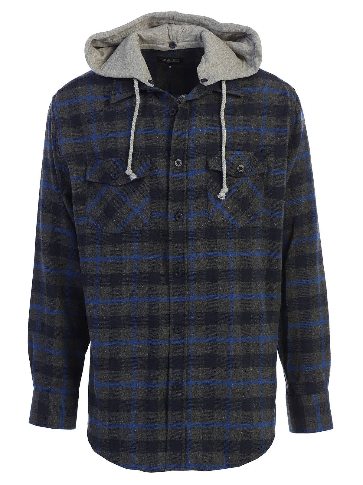 b-one inc – wholesale Skjortor – Herr – Casual flanellskjorta med knapp för män med avtagbar hoodie GB-LS92H8