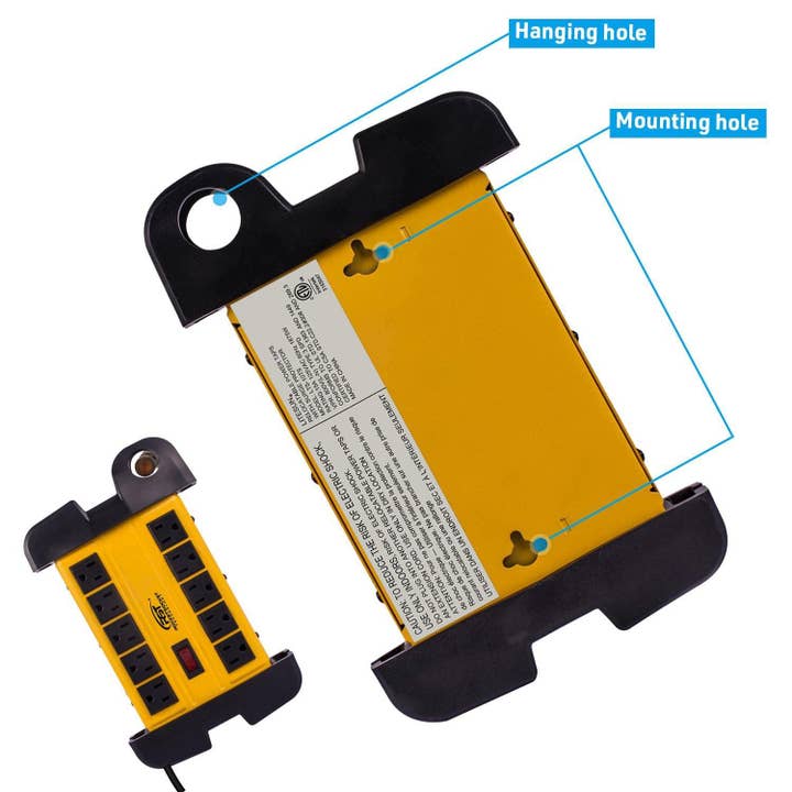 Rocket Socket Technology - Wholesale Power Adapter - CRST 10-Outlet Metal Surge Protector Power Strip, 2800 Joules Protection, 15FT/6FT Heavy Duty Power Cord with Management Wrap, Wall Mountable Design3