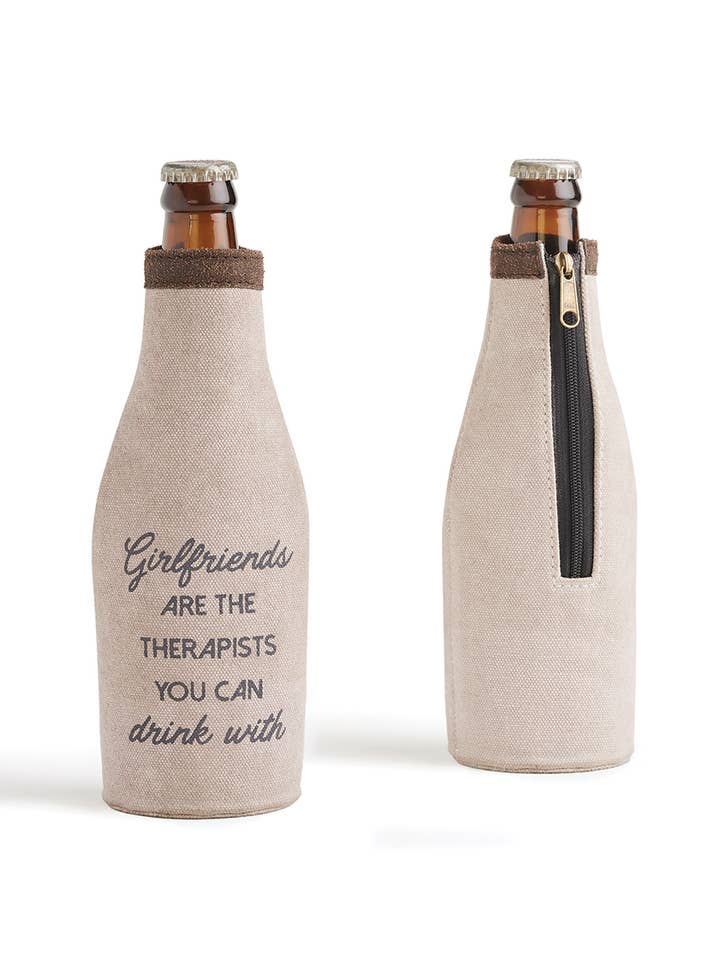 Therapists Up-Cycled Canvas Bottle Cover for wholesale by Mona B.