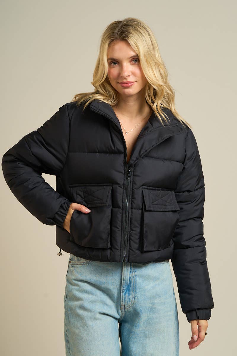 ANWND - Wholesale Puffer Jacket - Women's - 2326-Utility Pocket Puffer Jacket10