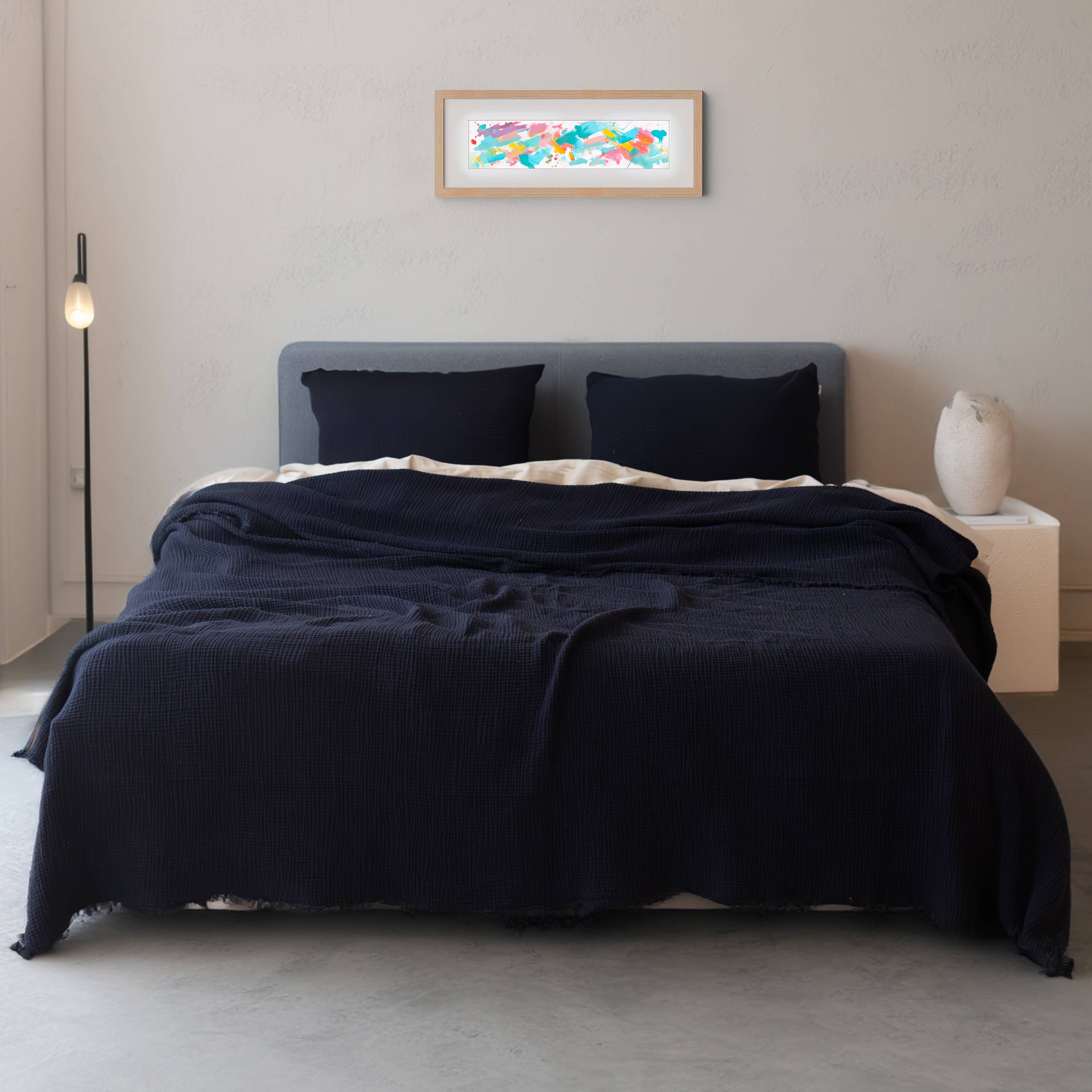 Vivamaison - Vente Plaids - Couvre-lit en mousseline frangé 100 % coton doux, 4 couches premium111