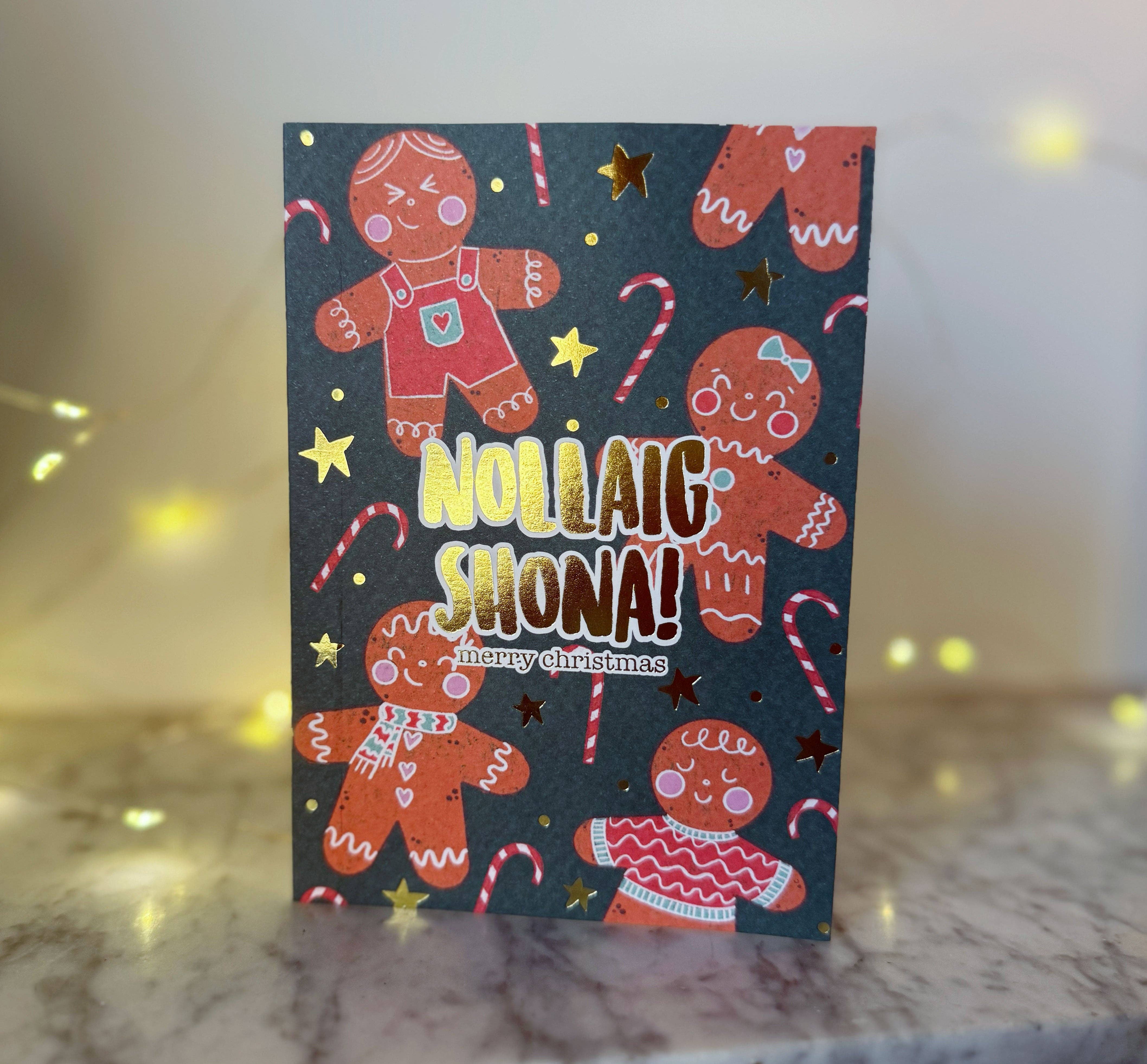 Prints of Ireland – wholesale Julkort – Guldglänsande pepparkakskort1