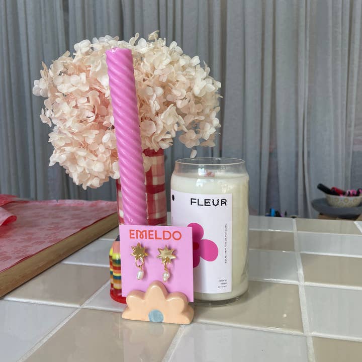 Emeldo โ wholesale Dangle earrings โ Starburst Pearl mini Drops // gold mirror acrylic pearl bead4