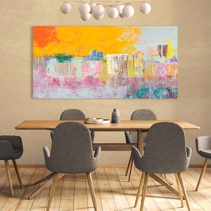 Pintura colorida abstrata: Italo Corrado, Città d'estate por atacado de Selected Artworks Italia