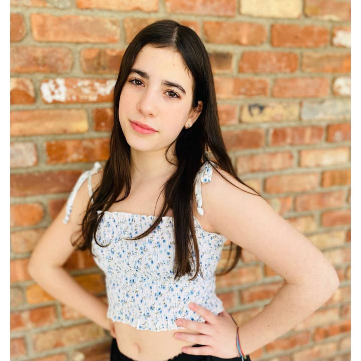 Tweenstyle - Ivory/Blue Floral Smocked Top for wholesale by Tweenstyle By Stoopher