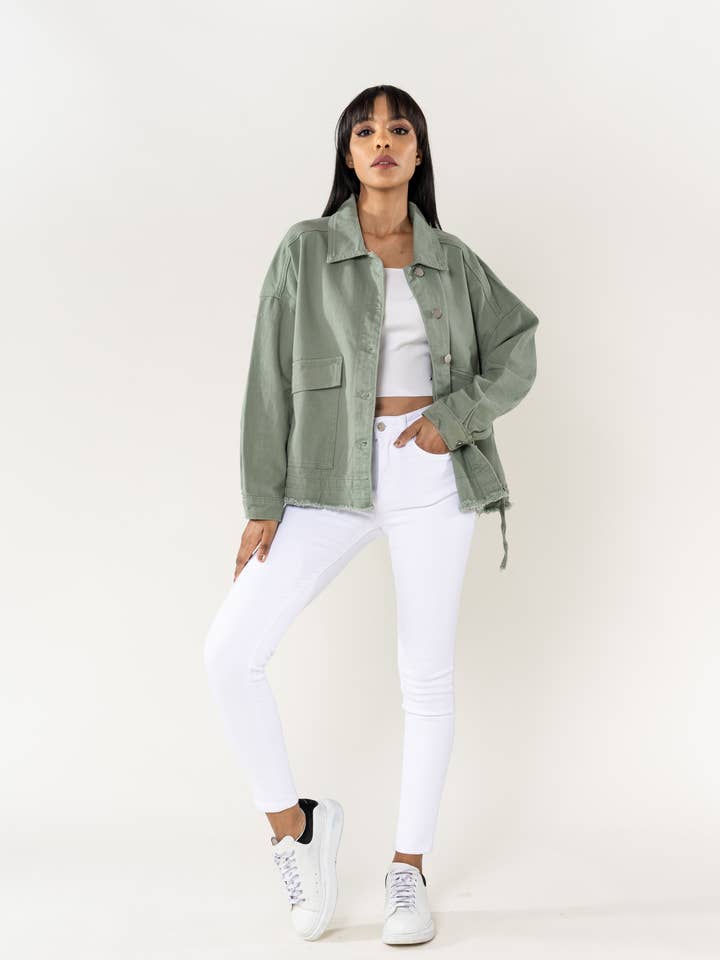 Oversized Denim Jacket Nina Carter large pockets S562 for wholesale by Nina Carter