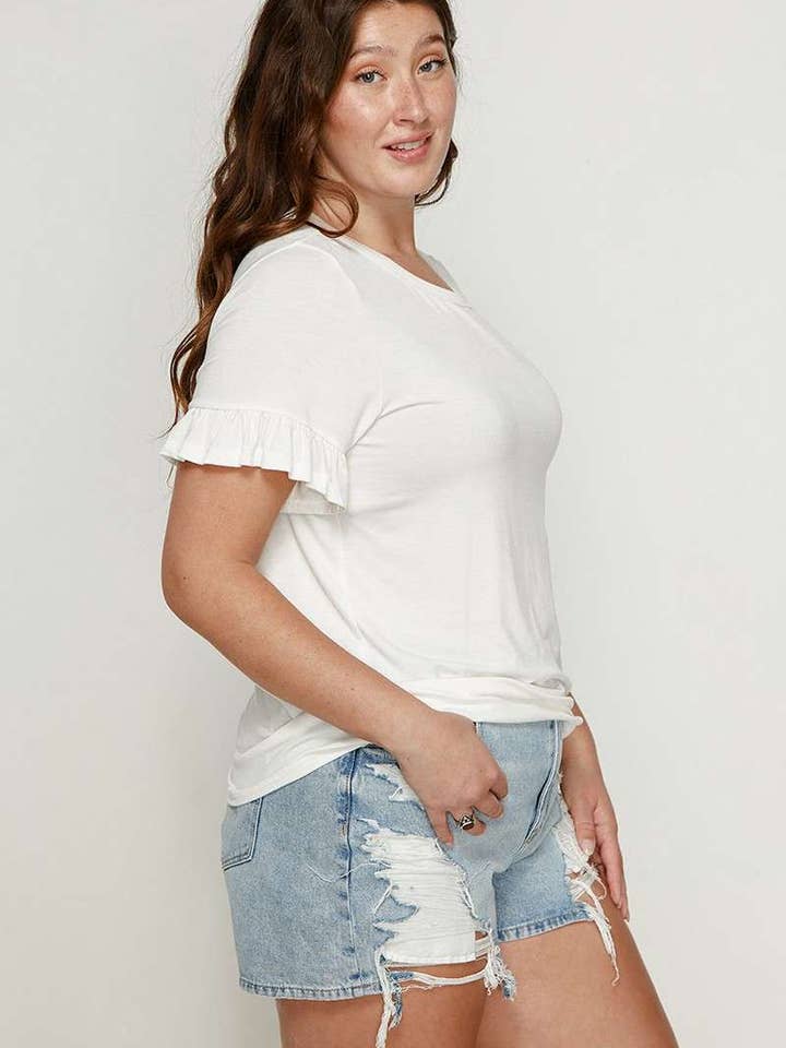 HAUT À MANCHES VOLANTÉES EN BAMBOU BT8119PL-PLUS pour la vente par mittoshop