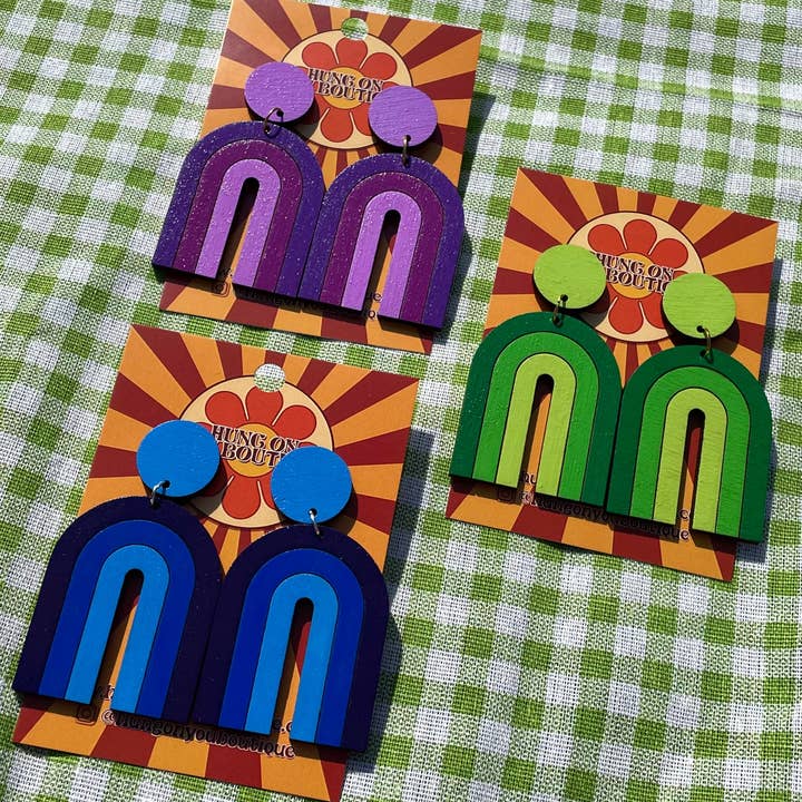 Retro Rainbow Earrings for wholesale by Hung On You Boutique