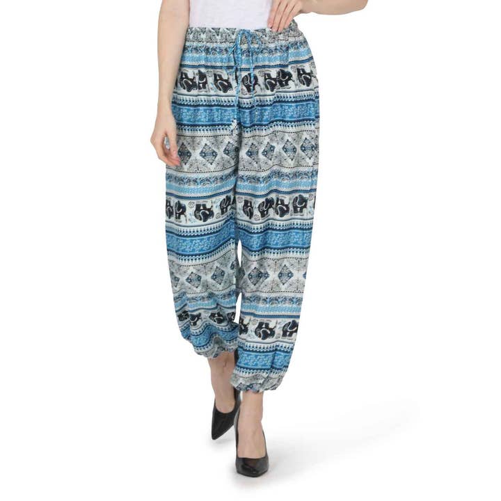 Rayon Olifantenprint Boho Harem Broek voor Dames voor wholesale door Le Styles