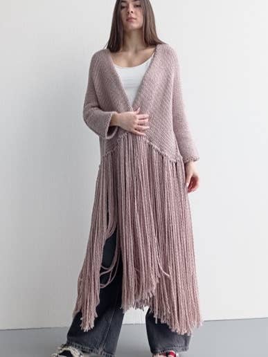 LANGER CARDIGAN IN ZWEIFARBIGER WEBART für den Großhandel von NOGOON