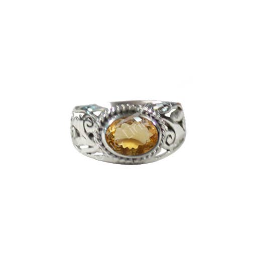 Oceanic Linkways Inc - Wholesale Cocktail/Statement Ring - (PC)STERLING SILVER - RING JALI FACETED CITRINE (SIZE 10) 0