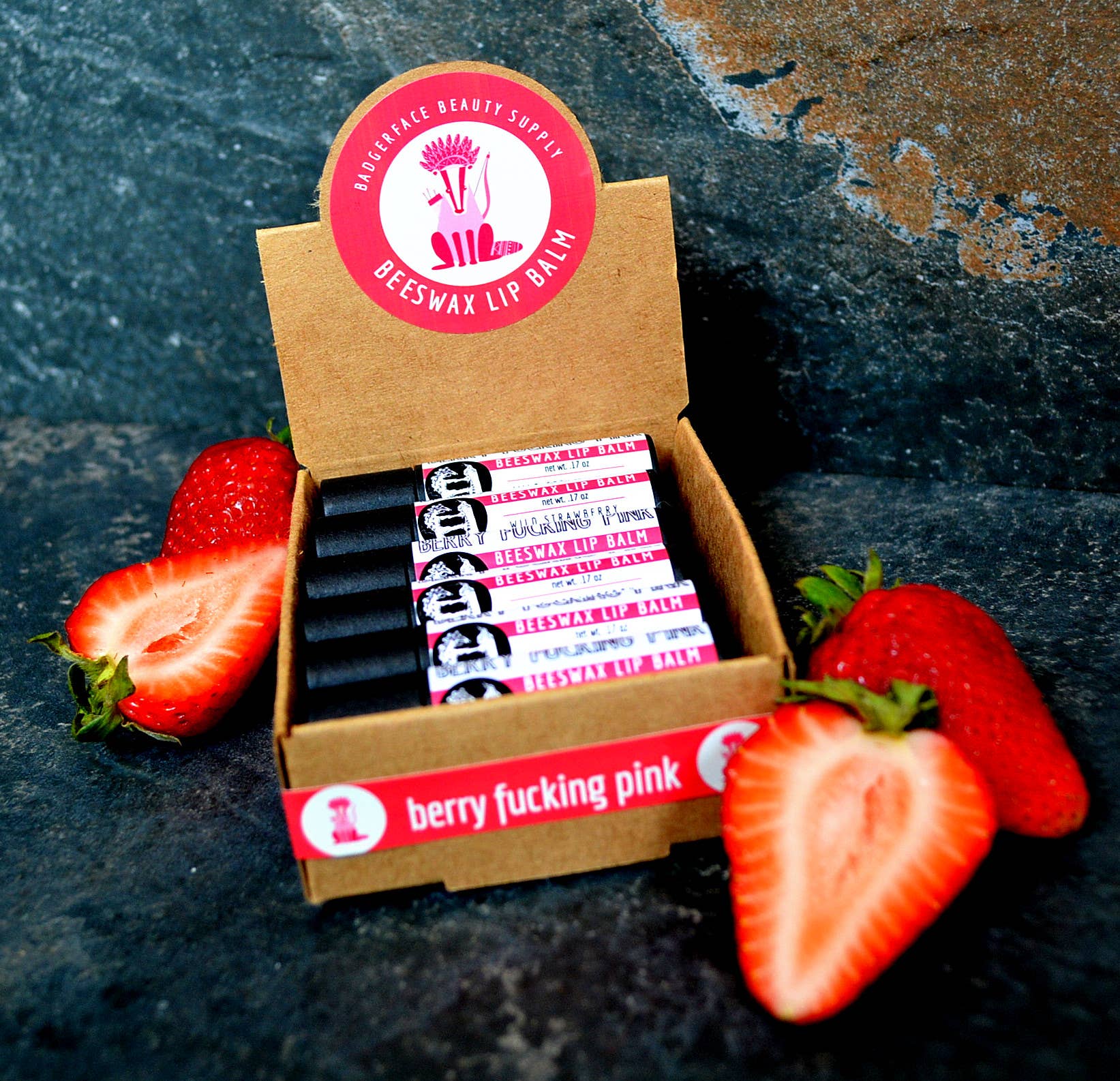 Badgerface Beauty Supply - Wholesale Lip Balm - Lip Balm Display. Eco Lip Balm. Impulse Buys - 12 pack.3