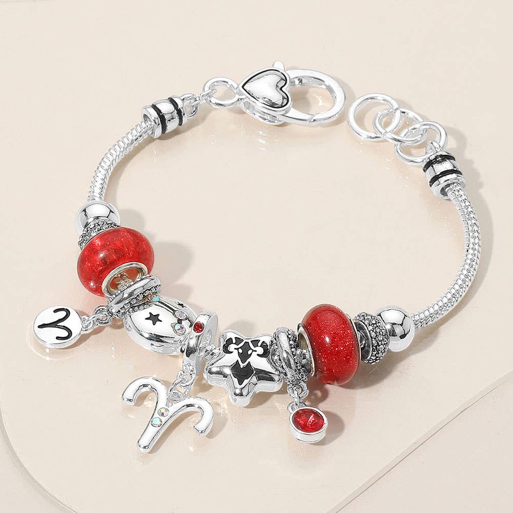 Sensibling Corp. - Vendita all'ingrosso Braccialetto con ciondolo/pendente - ARIETE - Braccialetto con Ciondolo Simbolo Oroscopo Segno Zodiacale con Perline1