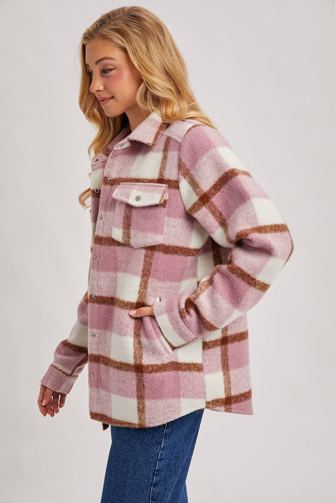 Bluivy – Engroshandel Skjortejakke/shacket – til kvinder – PLAID BØRSTET FLANNEL SHACKET11