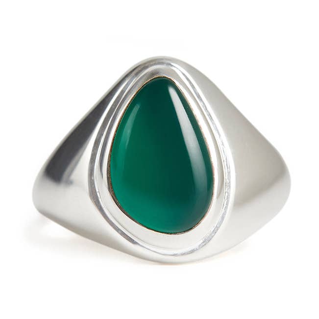 Apollo Pinky Ring Silver - Grön Onyx för wholesale av Rachel Entwistle Jewellery