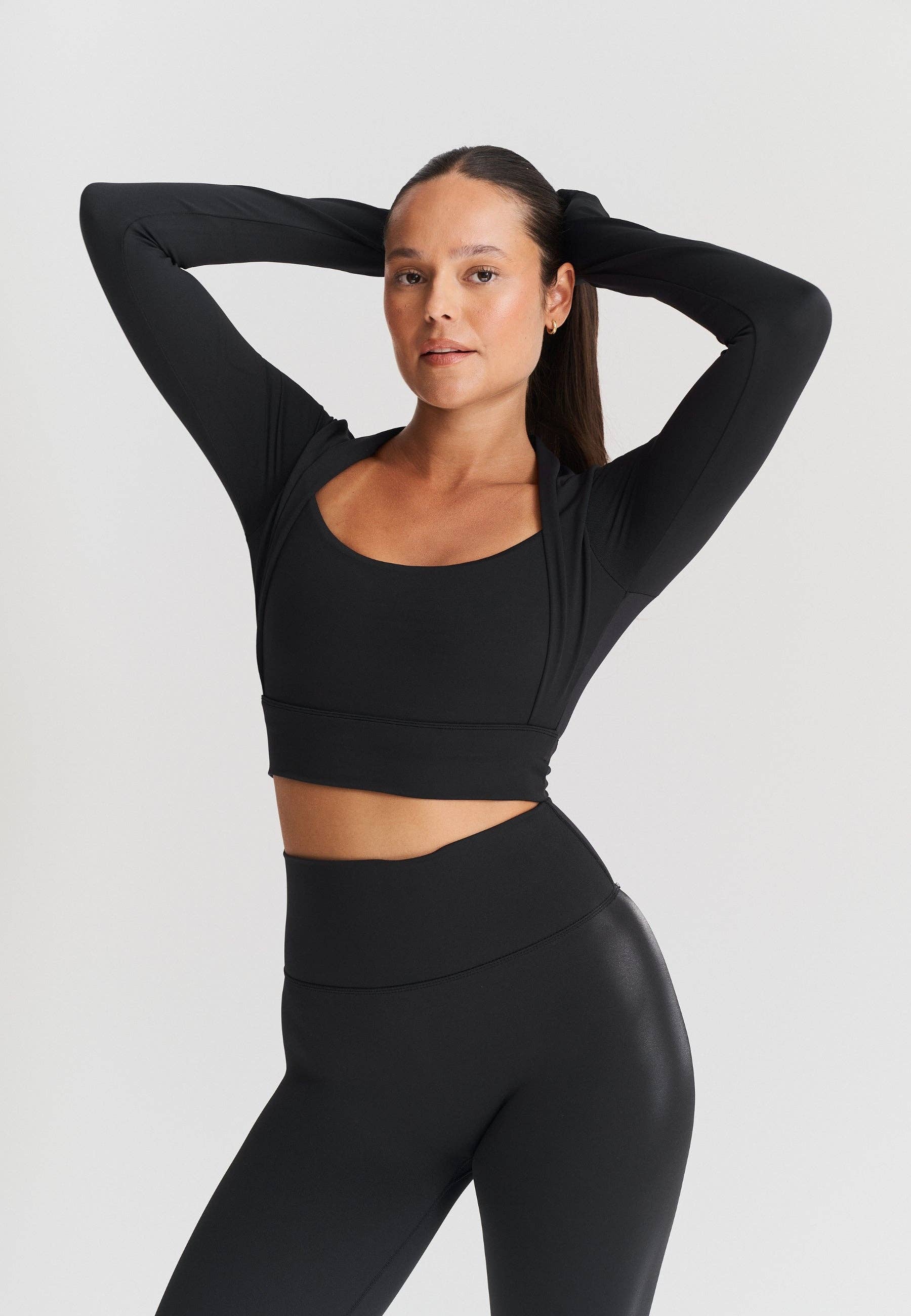 Sisterly Tribe - Wholesale Athletic Top - Women's - Softsculpt Bolero Long Sleeve Top - Black1