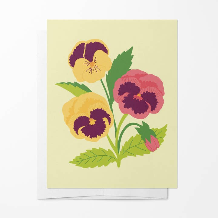 Drawn by Diana - Wholesale Thinking of You Card - Thinking of You Greeting Card - Pansy Voilets