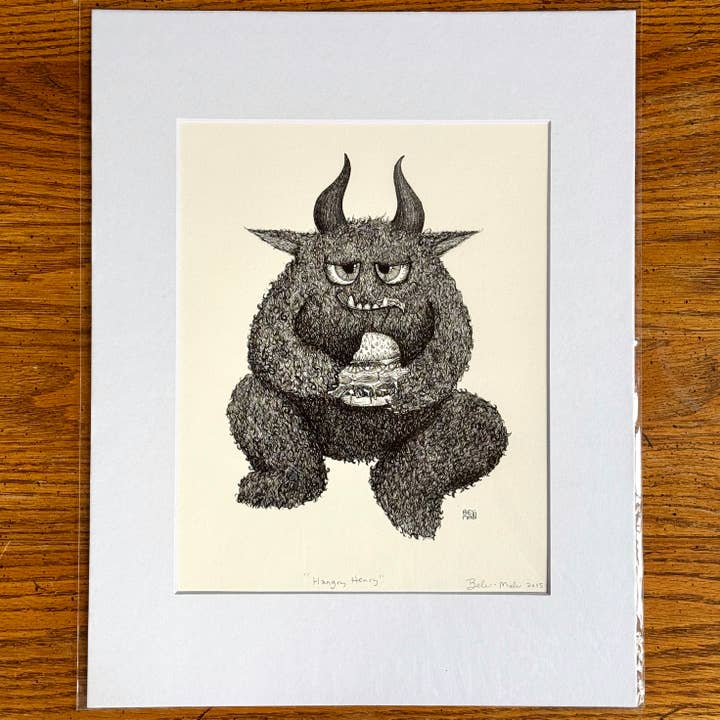 "Hangry Henry," Signed and Matted Giclée Fine Art Print for wholesale by Belu Malu