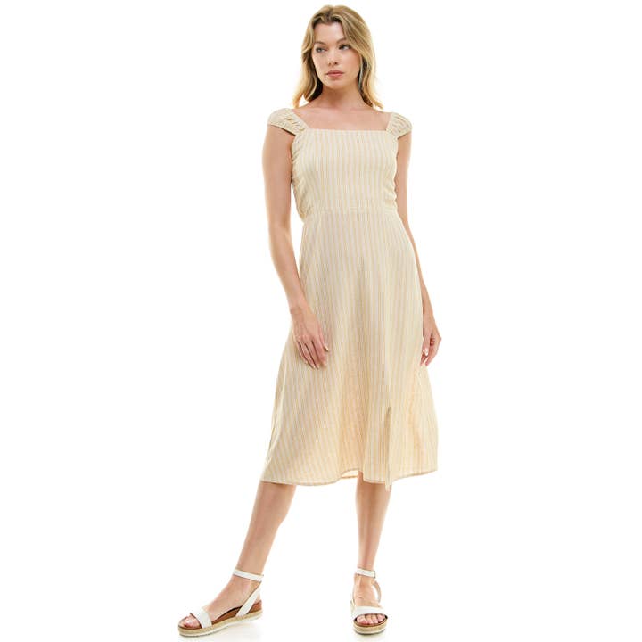 Winslow Collection - Wholesale Dress - Women's - ELASTIC SHIRRING STRAP W/LACE UP BACK DETAIL DRESS