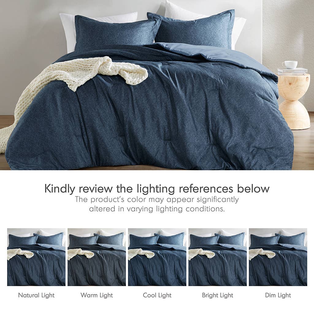 Olliix - Wholesale Bedding Set - Chambray Denim Inspired Comforter Set, Navy5