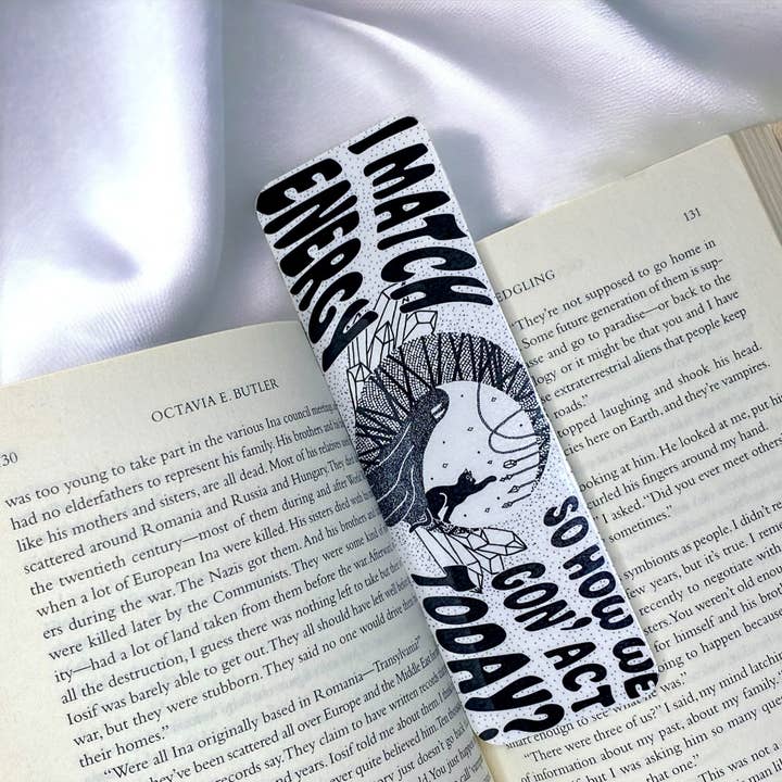 I Match Energy Ghost Bookmark: Black Cat, Book Lover Gift for wholesale by Solo Souls