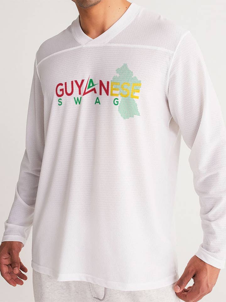 Camiseta esportiva masculina de manga comprida Guyanese Swag Guyana Map por atacado de Guyanese Swag