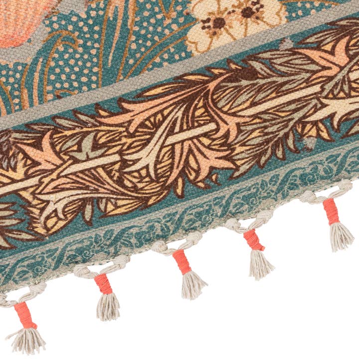 Bolais Floral Tasselled Indoor Rug Blue for wholesale on Faire