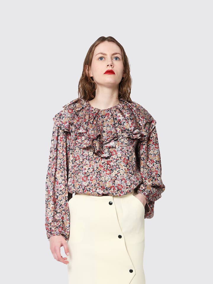 STENEN SHIRT MET GOUDEN BLOEMENPRINT voor wholesale door Ambali