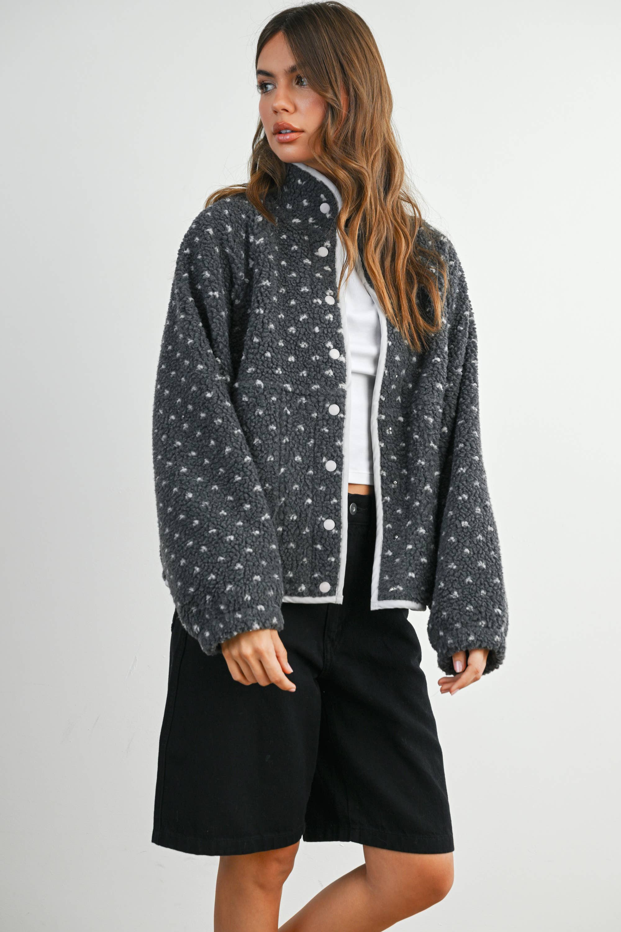 BUTTERMELON - Wholesale Jacket - Women's - High Pile Fleece Puffer Jacket - BMJ783129