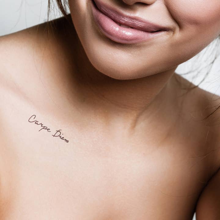 encredelicate – wholesale Tillfällig tatuering – Carpe Diem tillfällig tatuering som betyder njut av dagen