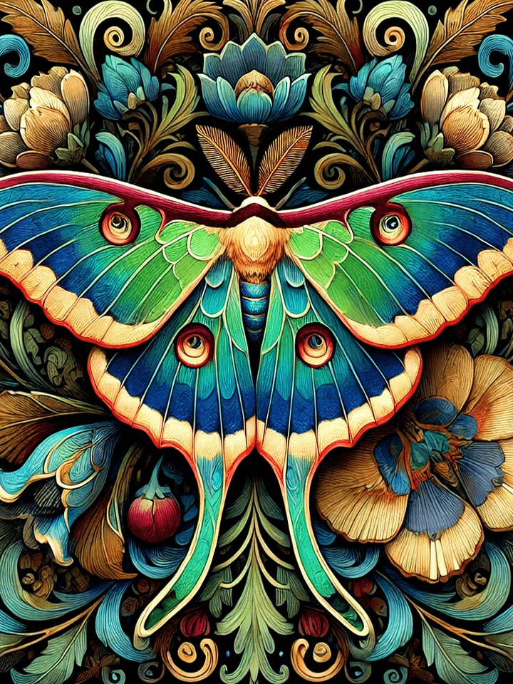 Vintage Art Nouveau Moth - Insect Wall Art Prints – 8″x10″ Artwork for 11″x14″ Frame for wholesale by Mowbi