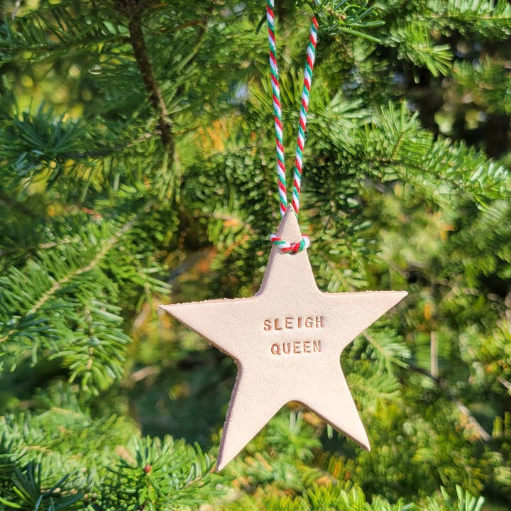 Sleigh Queen Leather Ornament for wholesale by Hazel Ray