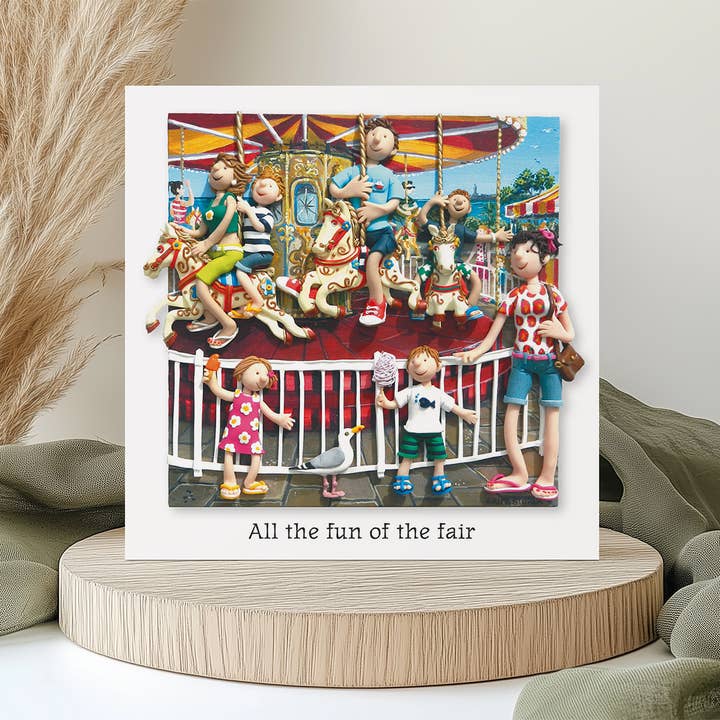 All the fun of the fair - carousel themed blank card for wholesale by Inky Blue Ltd t/a Holy Mackerel