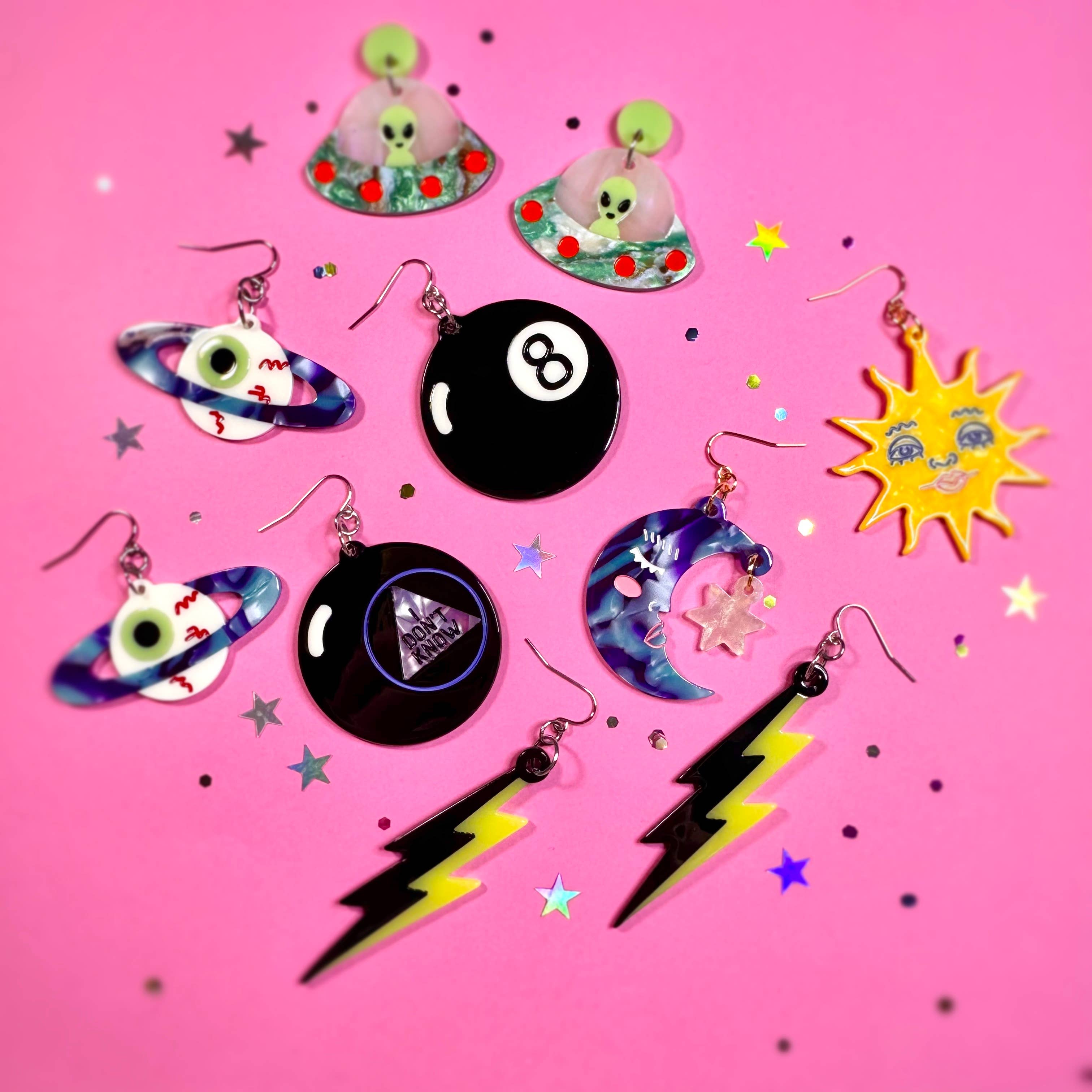 Peach Beast - Wholesale Dangle Earrings - Magic 8 Ball Earrings2