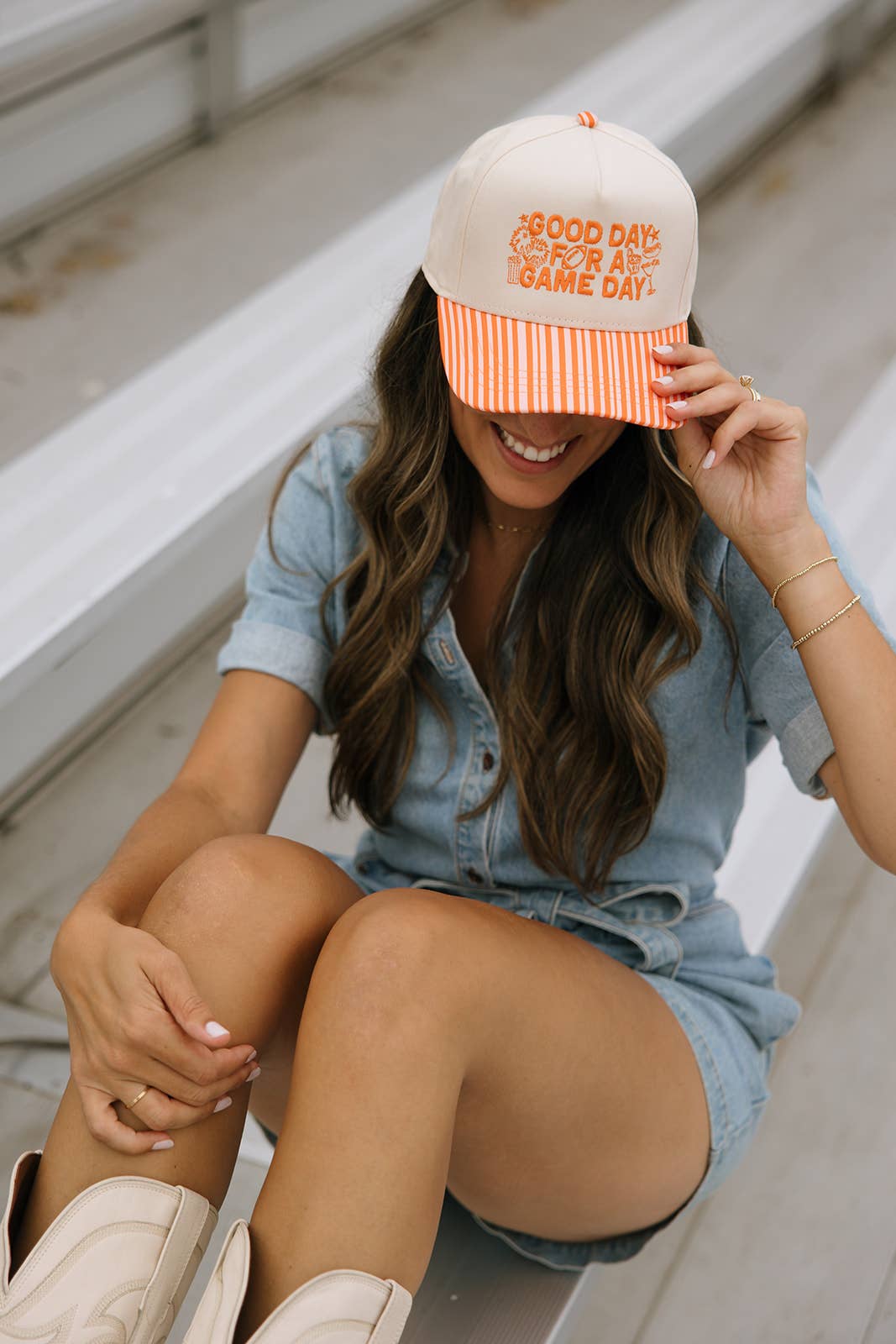 Ruby Moon - Wholesale Baseball Cap - Women's - Good Day For A Game Day- Striped Bill Hat Game Day Hat6
