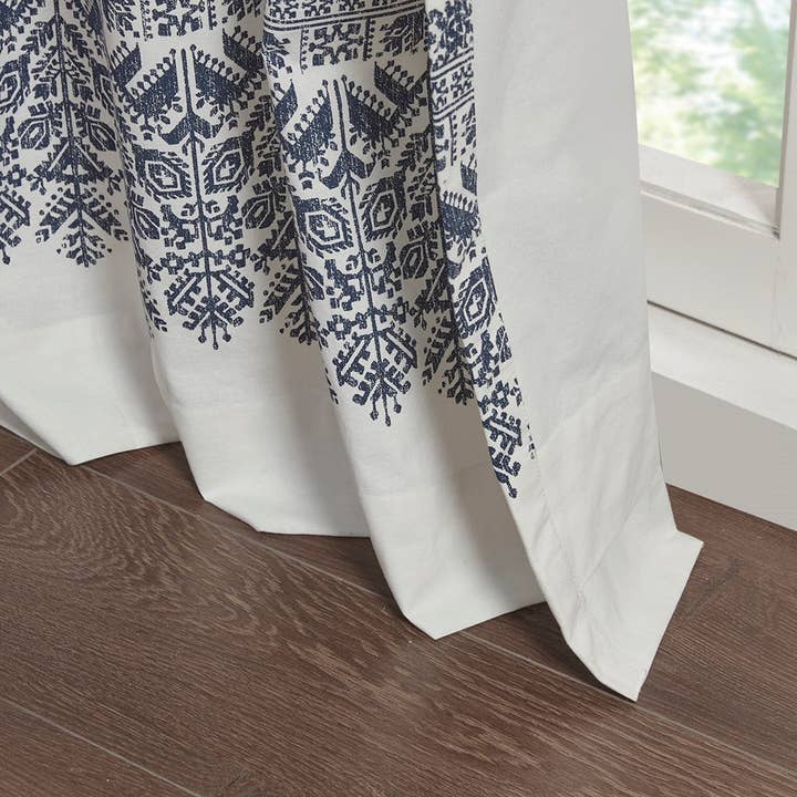 Olliix - Wholesale Curtain - Tufted Boho Window Curtain, Navy Blue