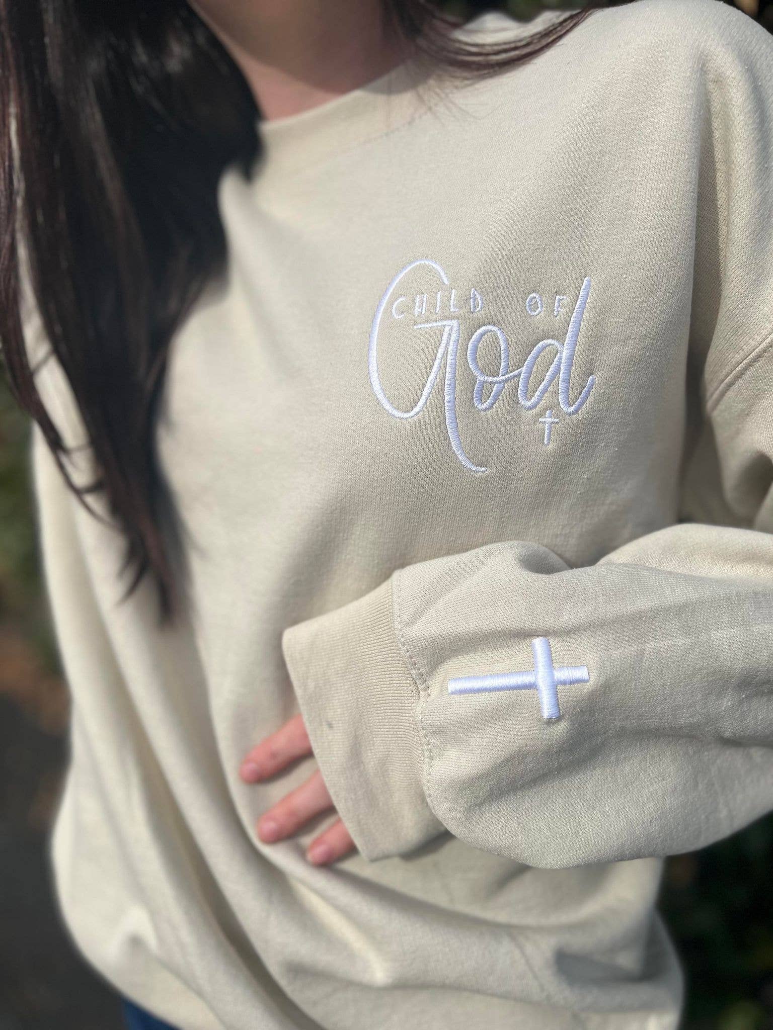 Adelle Linen - Wholesale Sweatshirt - Women's - Child of God Embroidered Sweatshirt1