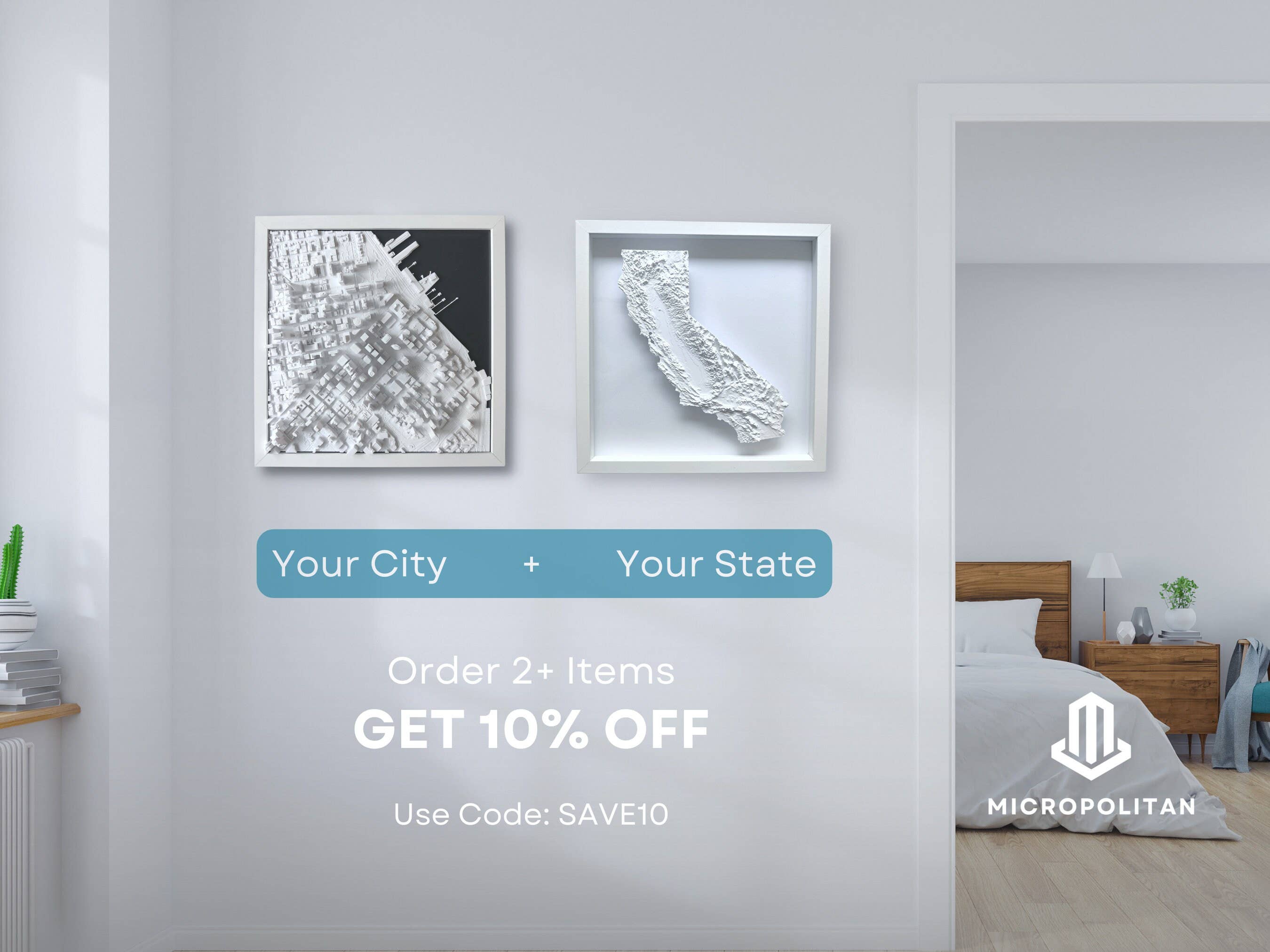 Micropolitan - Vente Cartes - Carte de la ville 3D de San Francisco | Art mural, décoration d'intérieur pour le bureau9