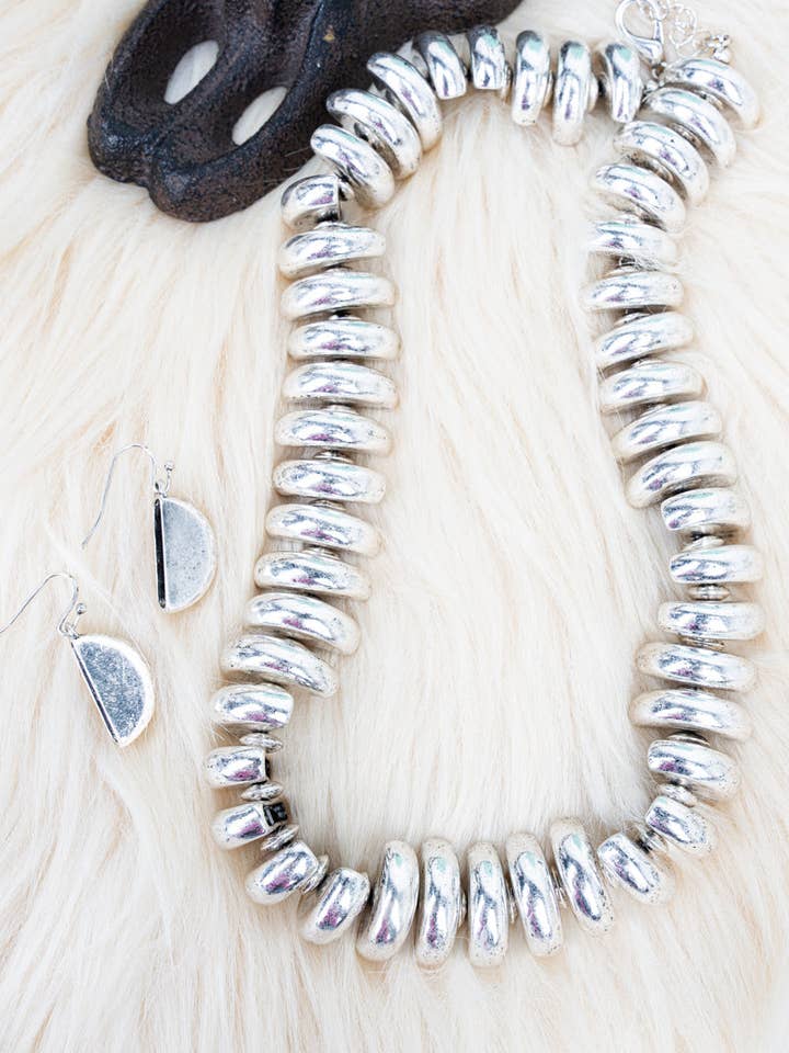 TIPI Dolly Ridge Silvertone Necklace and Earring Set for wholesale by Wholesale Accessory Market